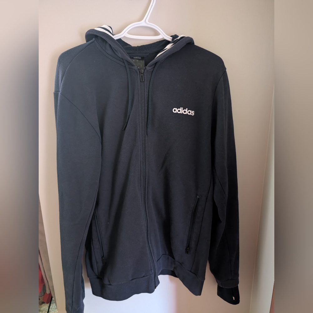 2/22$ Adidas Black Zip-Up Hoodie